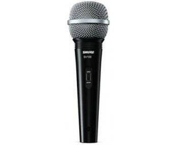SHURE SV100-A микрофон динамический вокально-речевой с выключателем и кабелем (XLR-6.3 мм JACK), черный, серебристая сетка
