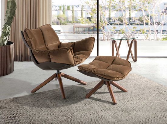 Коричневый бархатный пуфик 5105/DC1565-A-OT