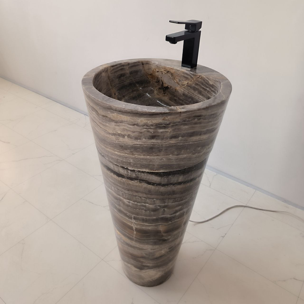 Раковина напольная из оникса Grey ON-04202 (45*45*90)