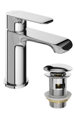 Смеситель для раковины STWORKI Копенгаген S42010CR + донный клапан SW-001CR хром