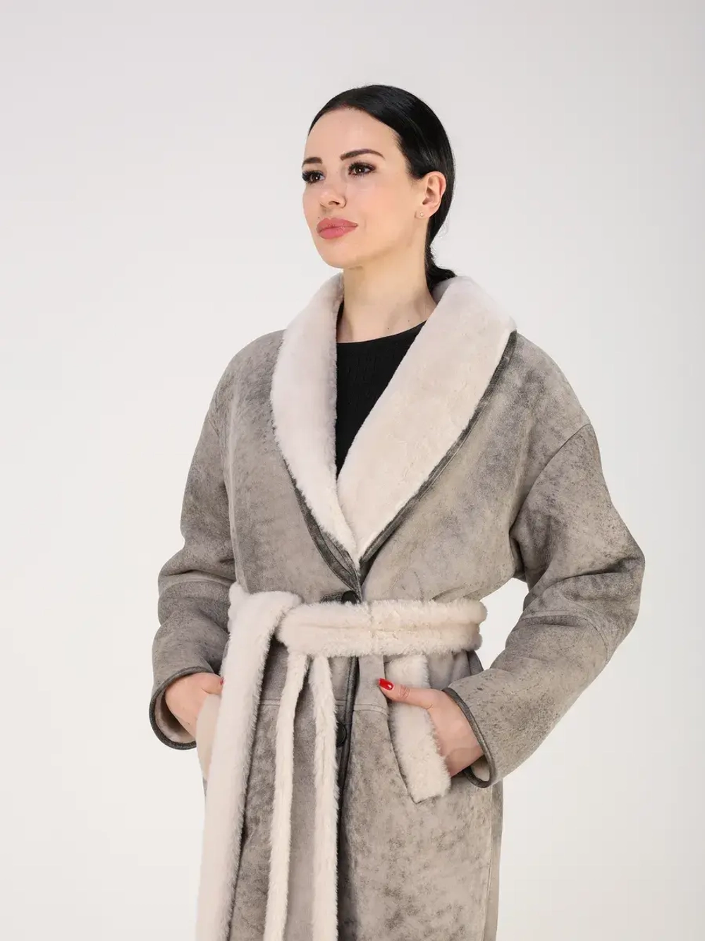 Дубленка зимняя натуральная длинная оверсайз