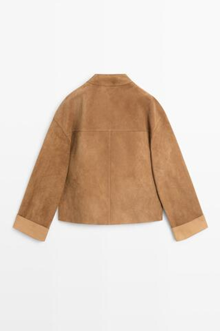 Massimo Dutti Короткая замшевая куртка с запахом, горчично-желтый