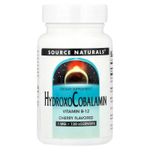 Source Naturals, гидроксикобаламин, витамин B12, вишня, 1 мг, 120 пастилок