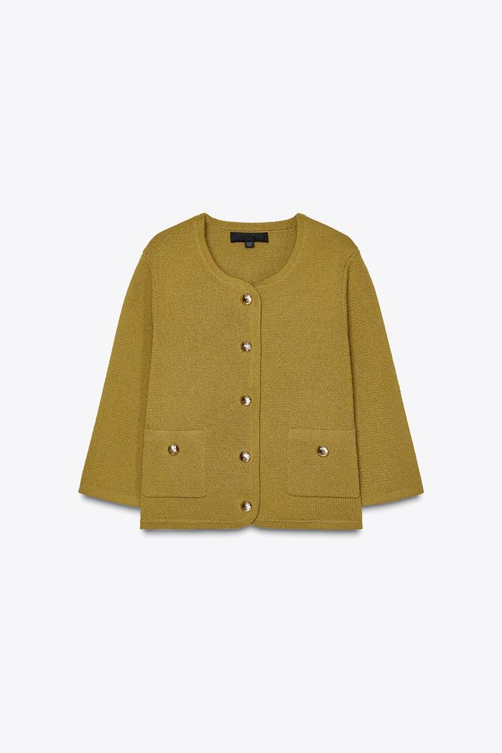 ZARA КАРДИГАН С ЗОЛОТИСТЫМИ ПУГОВИЦАМИ, ФИСТАШКОВЫЙ