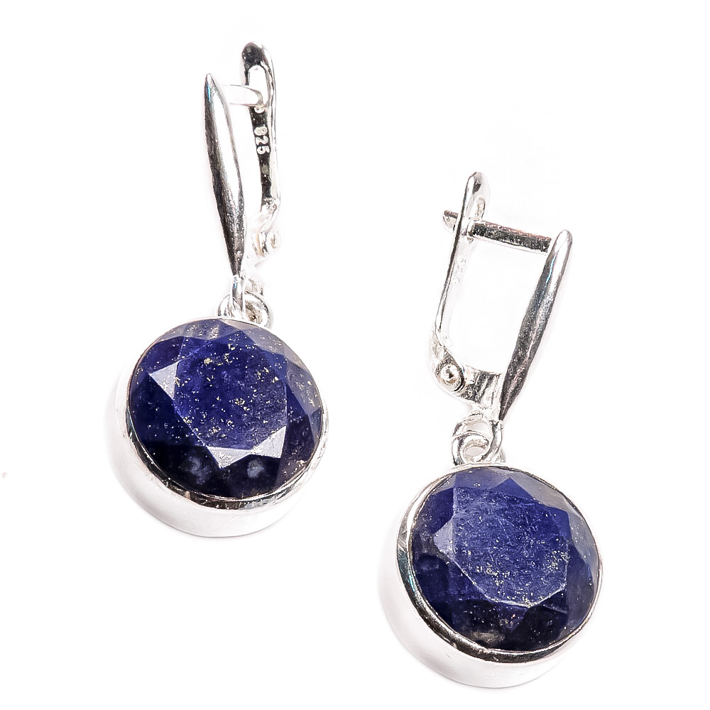 Серьги "Класс круг" лазурит