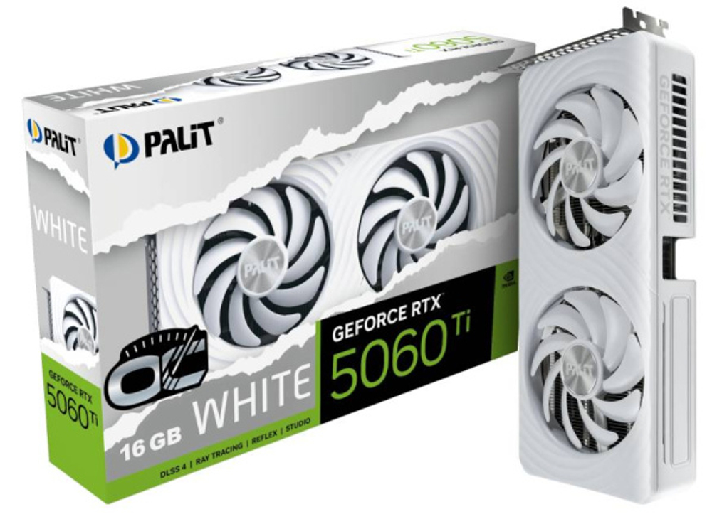 Видеокарта Palit GeForce RTX 5060 TI WHITE OC (NE7506TU19T1-GB2061M)
