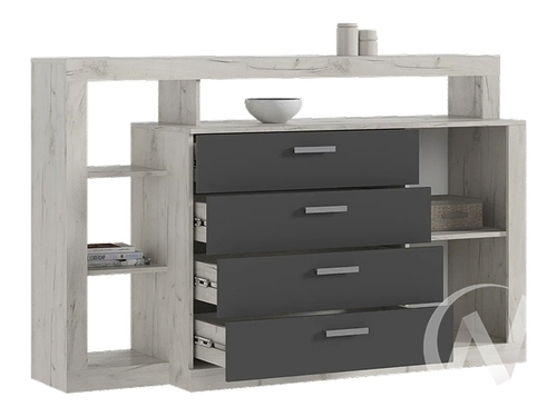 Комод Гостиная Ангара (дуб крафт белый/графит)