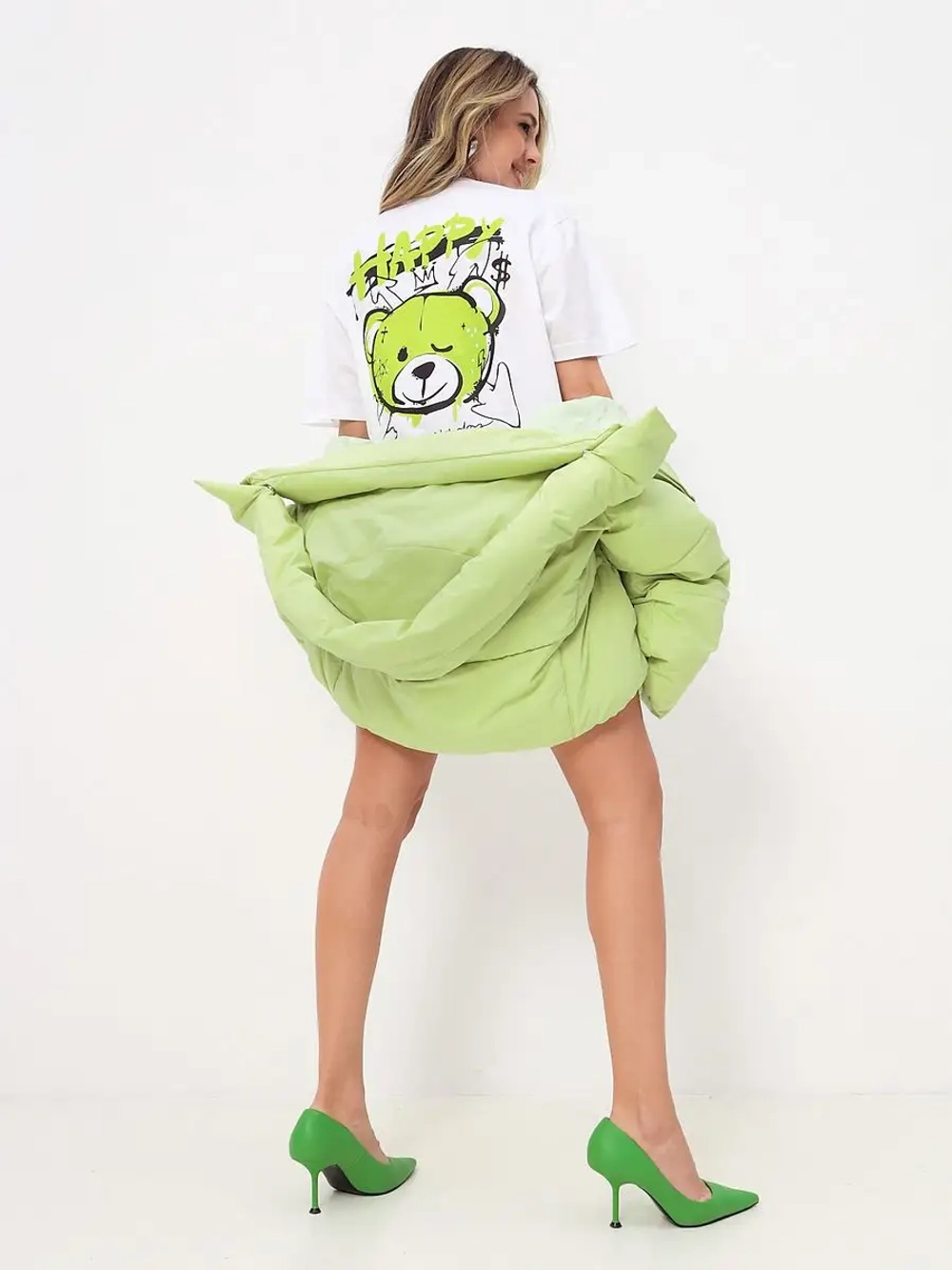 Футболка оверсайз свободная с принтом на спине