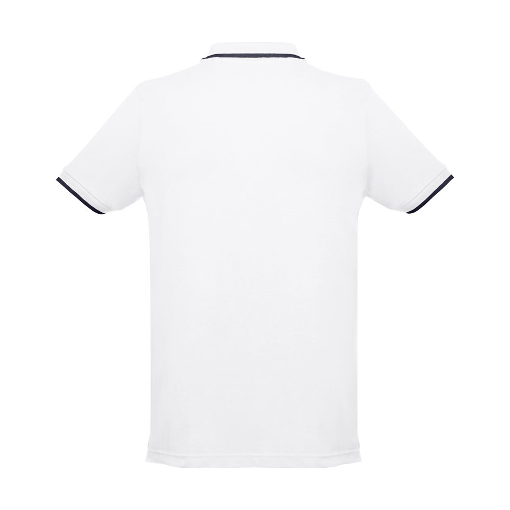 THC ROME WH. Мужское двухцветное хлопковое поло. Белый цвет