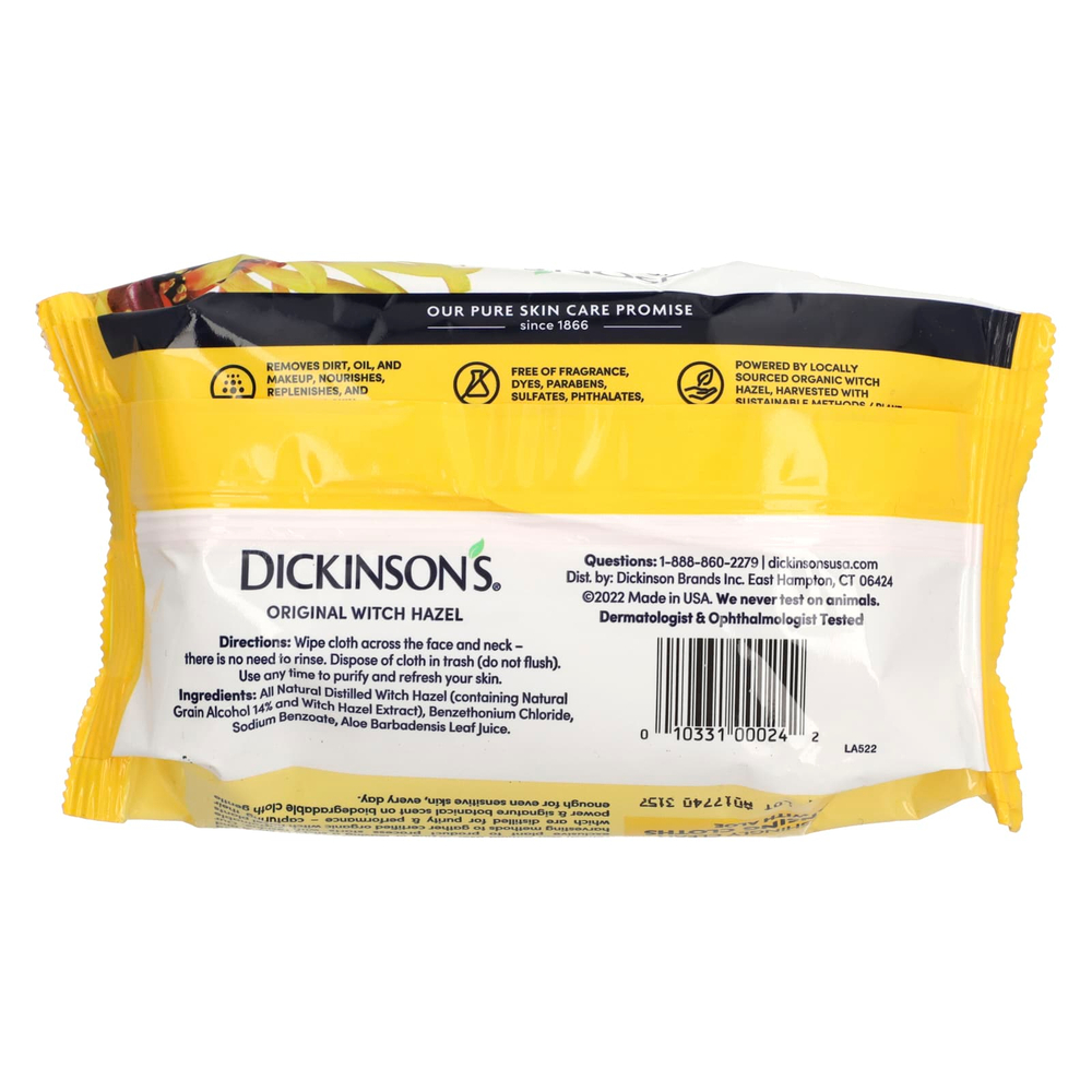 Dickinson Brands, Original гамамелис, освежающие очищающие салфетки, без отдушек, 25 шт.
