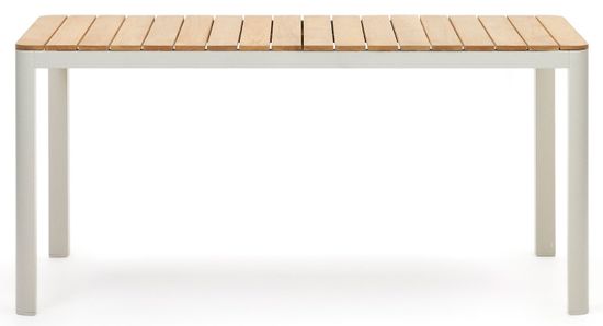 Bona Уличный стол из алюминия в белой отделке и тикового дерева 160 x 90 см Испания La Forma