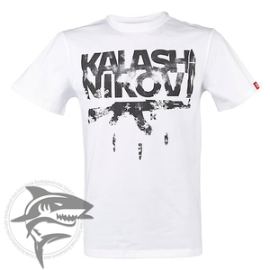 Футболка белая, принт Kalashnikov автомат