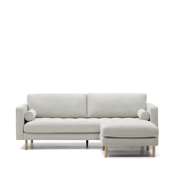 Debra 3-местный модульный диван из перламутровой синели с ножками натурального цвета