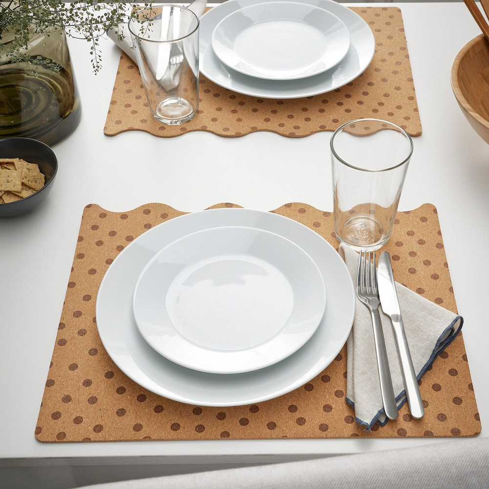 IKEA SOLABBORRE  (ИКЕА СОЛАББОРРЕ)  -  Коврик, пробка/точки, 42x32 см