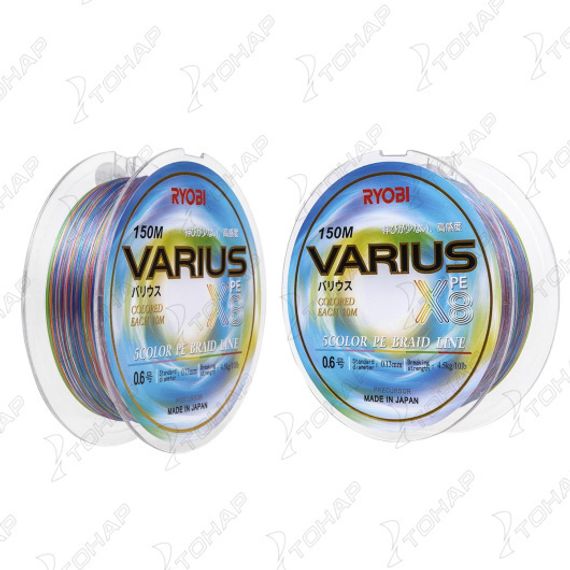 Шнур VARIUS PE8X-150MI 0.6# Multi Colour 0,128мм Ryobi
