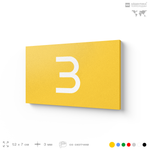 Табличка с номером 3 на дверь квартиры, для офиса, кабинета, аудитории, склада, желтая 120х70 мм, Айдентика Технолоджи