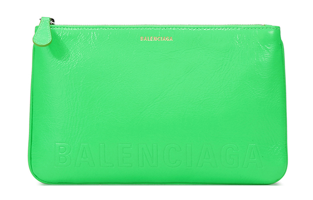 Balenciaga Cow Leather Clutch Regular Women"s Neon Green