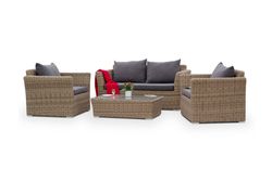 "Капучино Сингл" лаунж-зона из искусственного ротанга, цвет соломенный