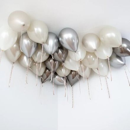 Шары под потолок в цвете "Проссеко на Юбилей"