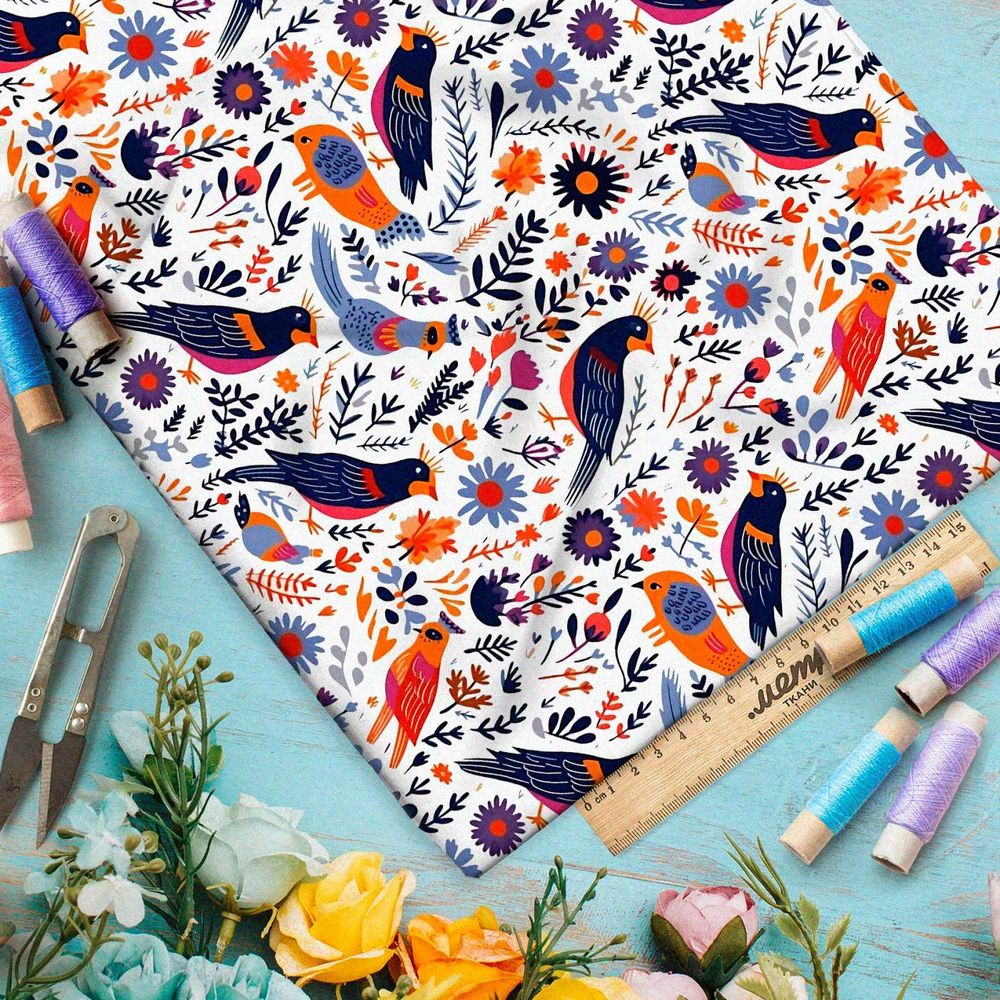 Ткань премиум Оксфорд 600D сказочные птахи