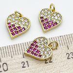 Подвеска Сердце, позолота, фианиты, размер 13*11 мм, цена за 1 шт