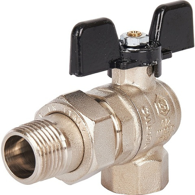 Кран шаровой STOUT полнопроходной 1/2" угловой с американкой (бабочка)