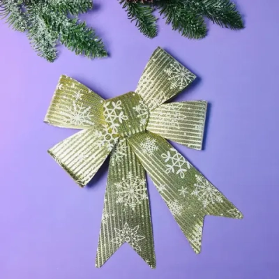 Бант на ёлку «Снежинка» 27*22 см, Золото