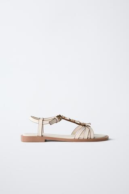 ZARA БОСОНОЖКИ «ЗВЕЗДЫ», ЭКРЮ
