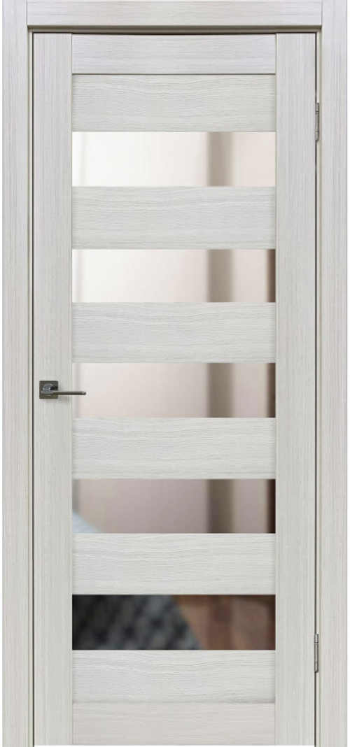 Межкомнатная дверь Велюкс 1 Ясень сноу / Цвет тон Белая лиственница / Зеркало / Двери Верда