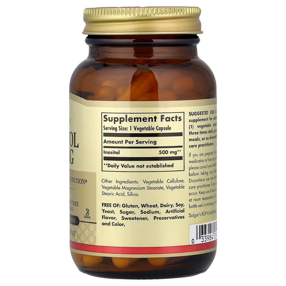 Solgar, Инозитол, 500 мг, 100 растительных капсул