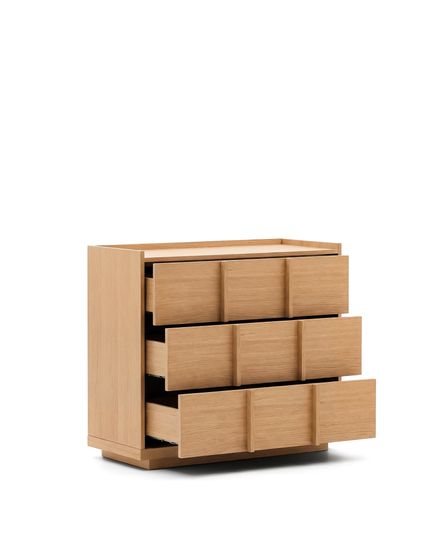 Комод с 3 ящиками Onix из дубового шпона в натуральной отделке