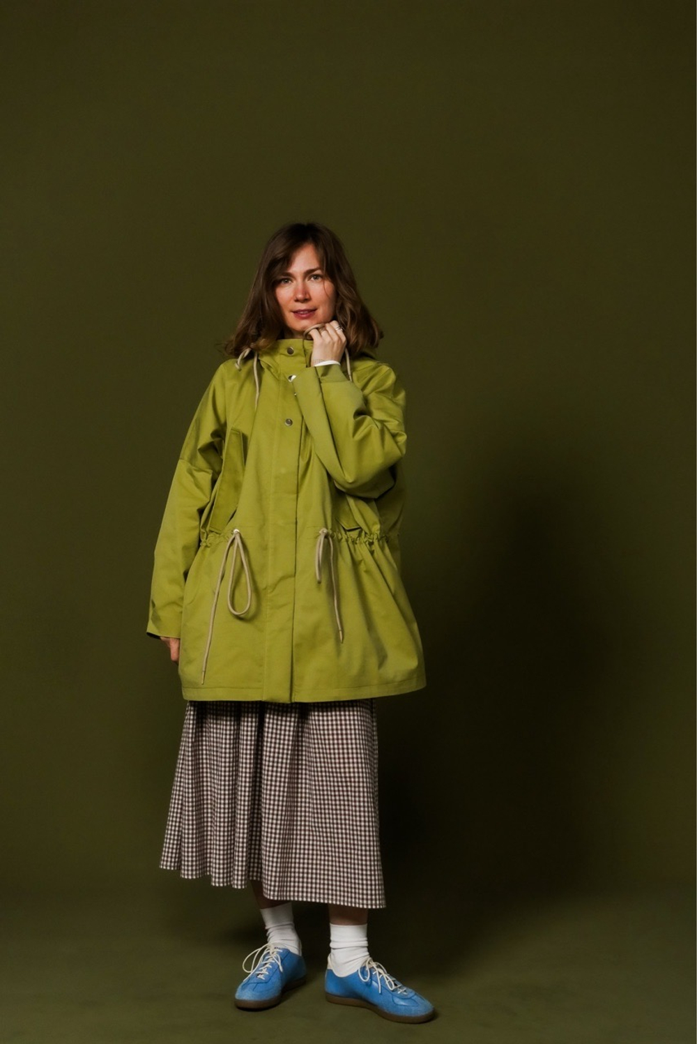 Юбка из хлопка, коричневая клетка