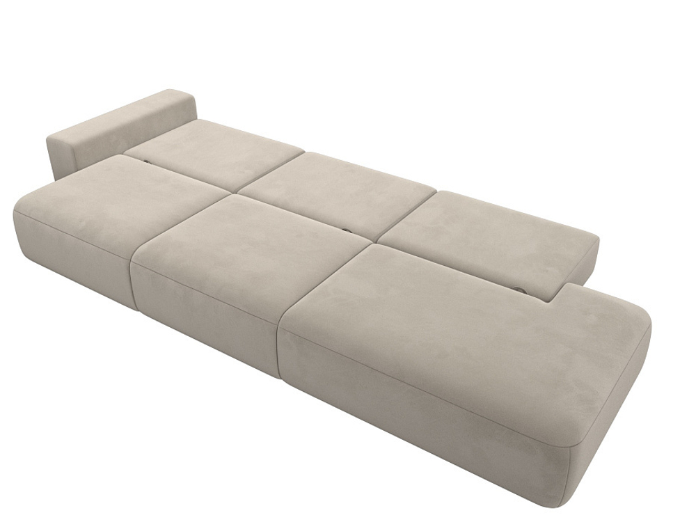 Диван прямой Лига-036 НПБ Модерн Лонг подлокотник слева МИКРОВЕЛЬВЕТ Бежевый