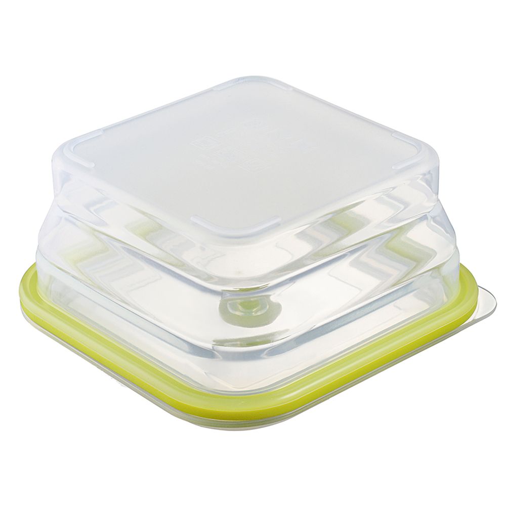 Контейнер для переноски и хранения силиконовый квадратный складной Silikobox, 900 мл, зеленый