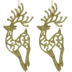 Подвески в блестках «Олень» 14 см (набор 2шт), золото