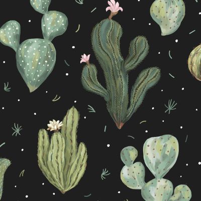 Кактусы (черный)