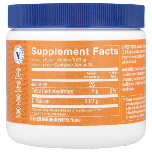 The Vitamin Shoppe, D-рибоза в порошке, 200 г (7,05 унции)