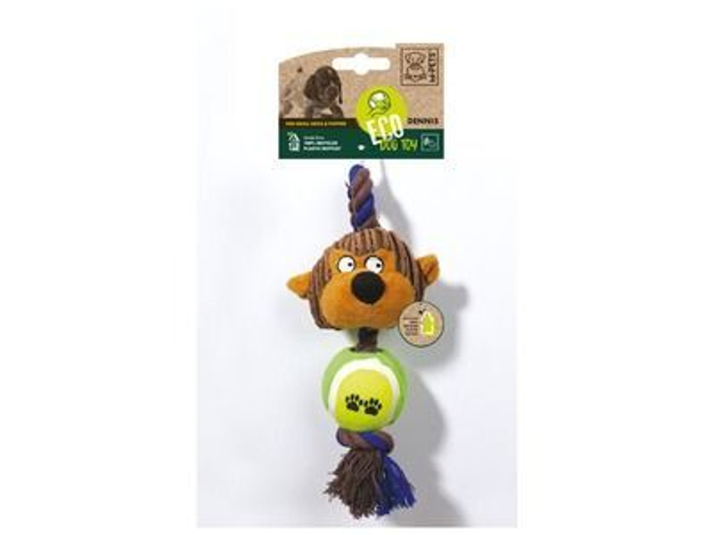 M-PETS  Игрушка мягкая для собак Обезьянка Деннис с канатом и мячиком, 24 см