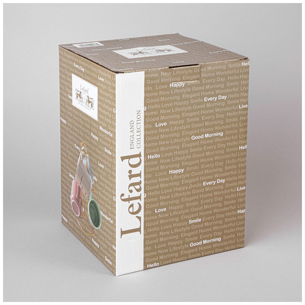 НАБОР КРУЖЕК LEFARD "GOOD MORNING" НА МЕТАЛЛ. ПОДСТАВКЕ 4 ШТ. 330 МЛ МИКС ЦВЕТОВ (КОР=4НАБ.)