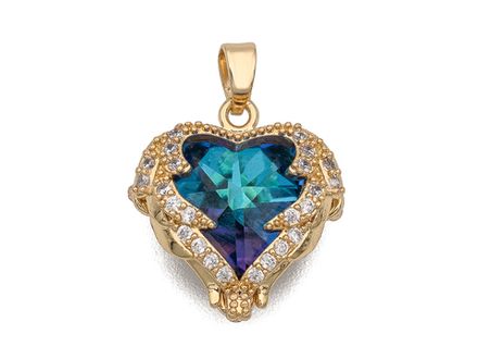 Подвеска Сердце 16,5мм, с голубым кристаллом