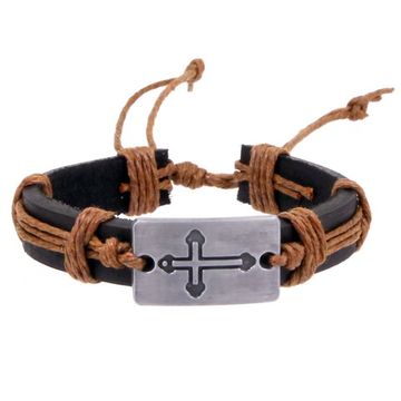 Фенечка с крестом - 2 (св.кор/шнурок)