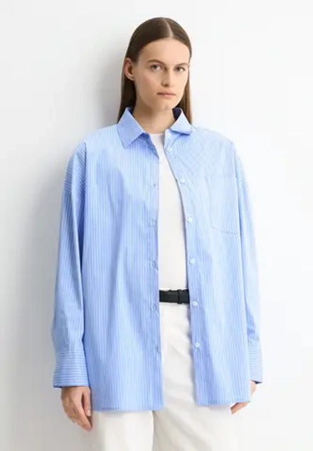 Рубашка в полоску, цвет голубой