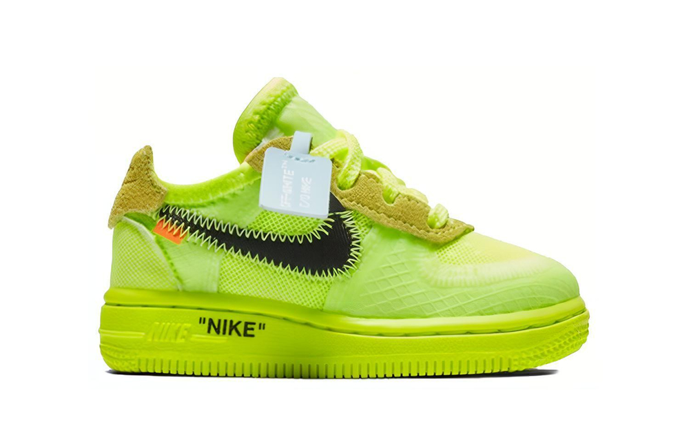 Baby OFF-WHITE x Nike Air Force 1 non-slip lightweight low-top sneakers fluorescent green