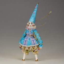Ёлочная игрушка Клоунесса в высоком колпачке