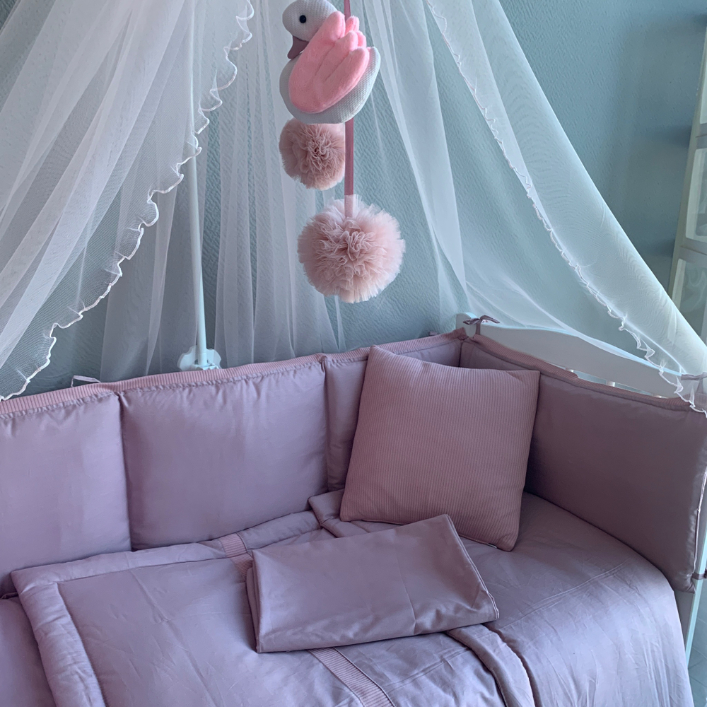 Комплект в кроватку "ЛАПШУЛЯ-ЭКСТРА" Розовый (8 предм.,с балдахином) ш4240  (Балу)