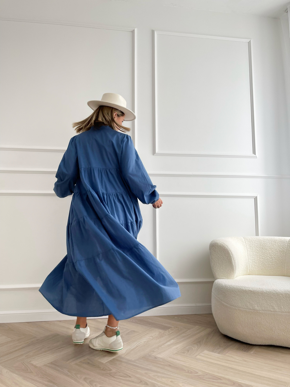 Лёгкое платье на пуговицах синее 3