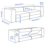 3-местный диван - iKEA JÄTTEBO/JATTEBO, 71x95x240см, ЯТТЕБО ИКЕА