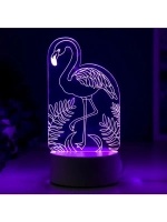 Светильник 3D ночник RISALUX «Фламинго», LED RGB, от сети, 9