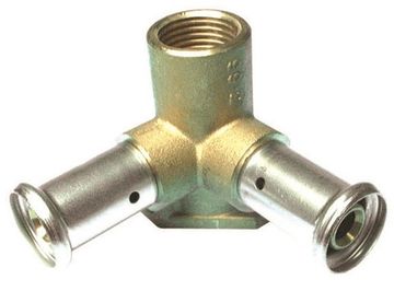 Водорозетка пресс Henco 16х1/2"x16 проходная для металлопластиковых труб (3P-160416)