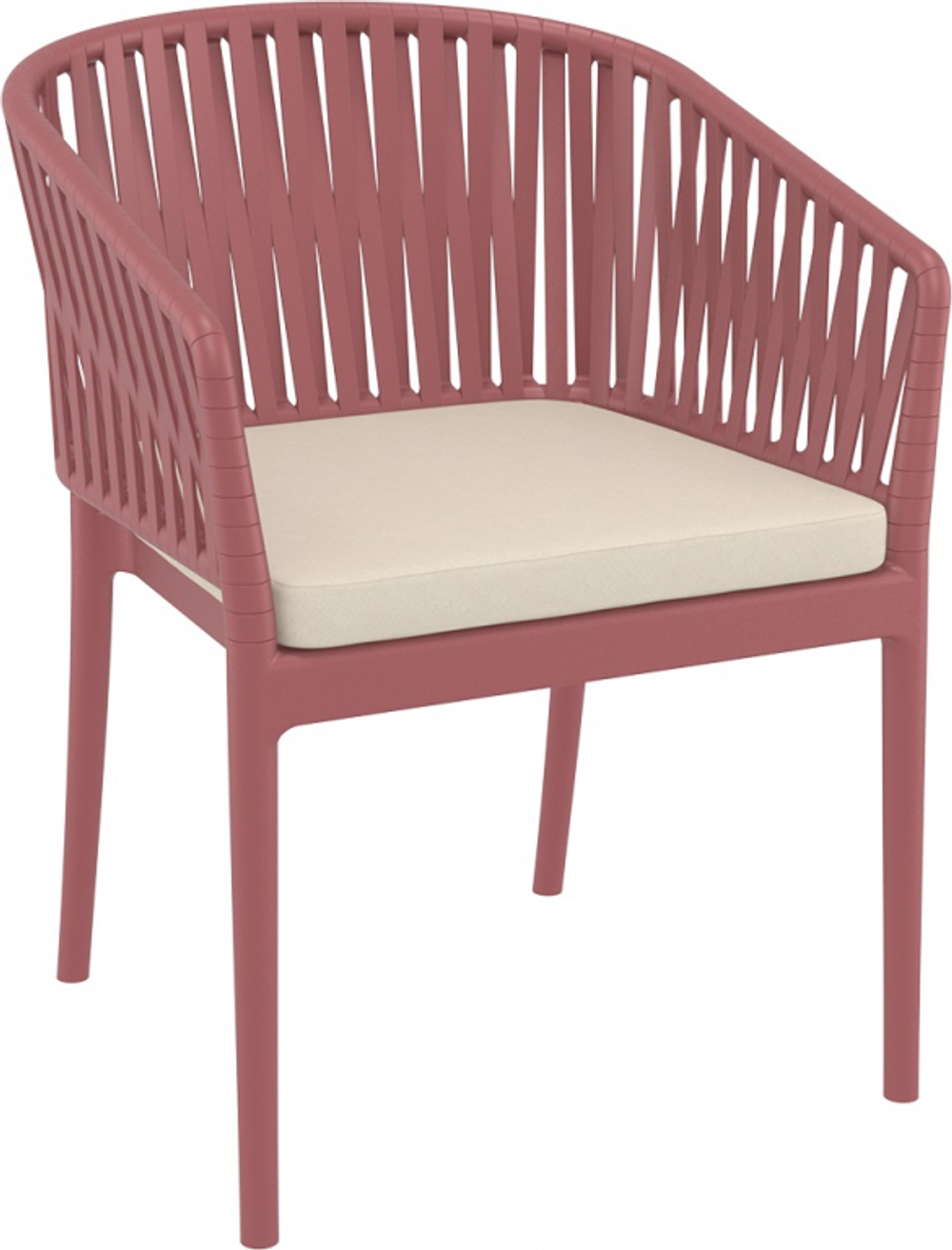 Кресло пластиковое с подушкой Siesta Contract Portofino, марсала, бежевый